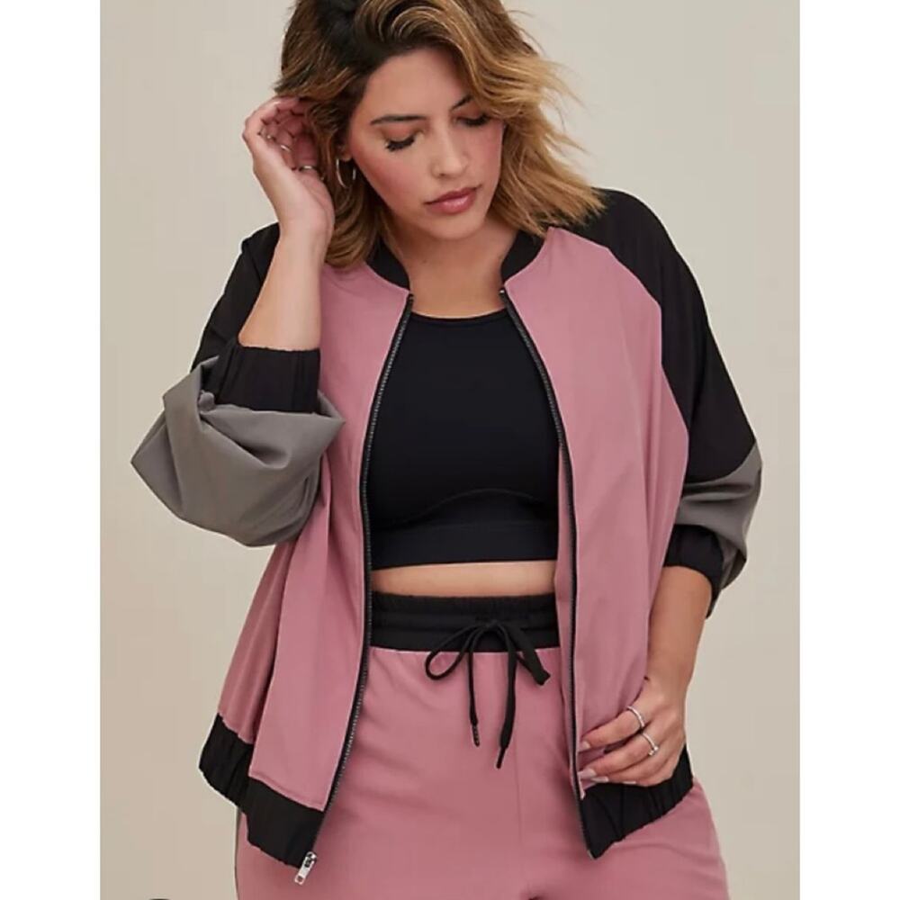 LOVESICK color block jacket / stretch woven mauve wash - size 1 (XL/ 14-16)